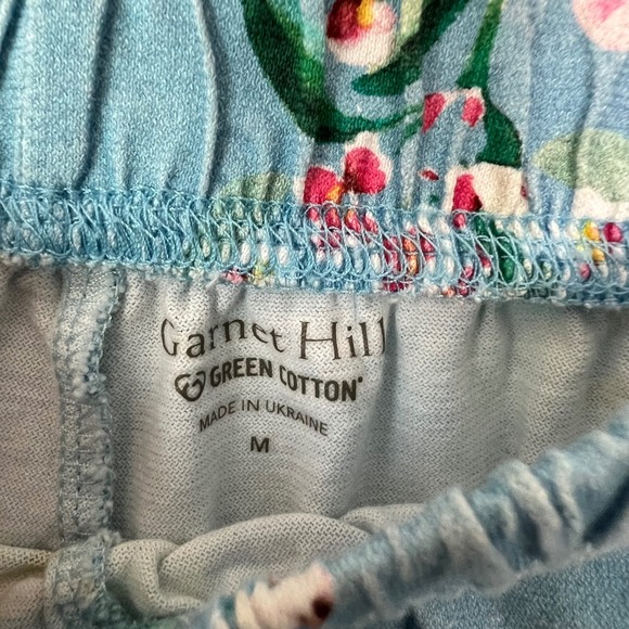 Garnet Hill M 100% Cotton Asian Wrap Pajama Set Blue Floral Long Sleeve Pants - Picture 8 of 15